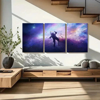 3pcs Galaxy & Nebula Space-Themed Astronaut Wall Art Canvas Unframed - High Quality Print 100% Australian Made Wall Canvas - Bella Home Decor