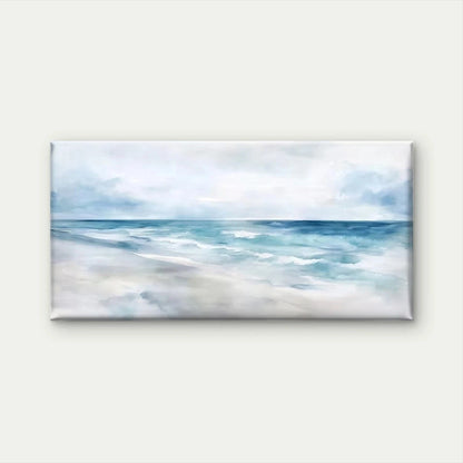 Turquoise & White Ocean Waves Wall Art Canvas Office Home Room Framed 120x60cm