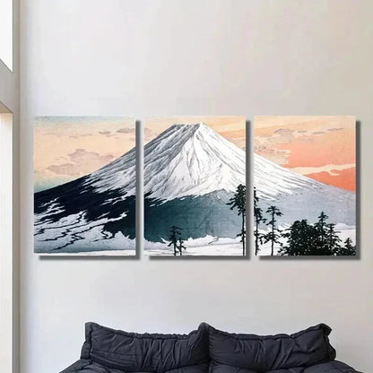 3pcs Mount Fuji Mountain Scenery Decoration Wall Art Canvas Unframed - High Quality Print 100% Australian Made Wall Canvas