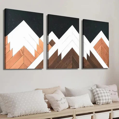3pcs Modern Natural Wood Grain Landscape Wall Art Set Canvas Unframed - High Quality Print 100% Australian Made Wall Canvas