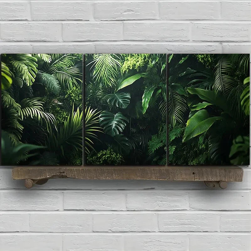 3pcs Green Plants Under The Sunshine Botanical Metal Print Ready to Hang Art - Bella Home Decor