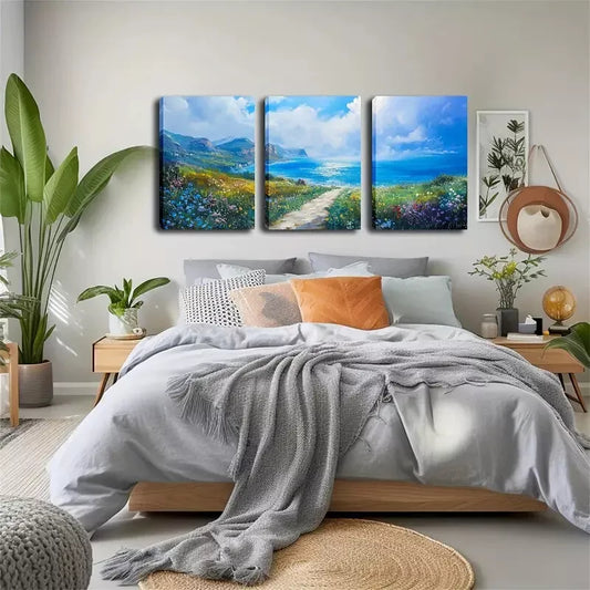3pcs Spring Shoreline, Fine Wall Art Set Canvas Framed 40x60cm - High Quality Print 100% Australian Made Wall Canvas Ready to Hang