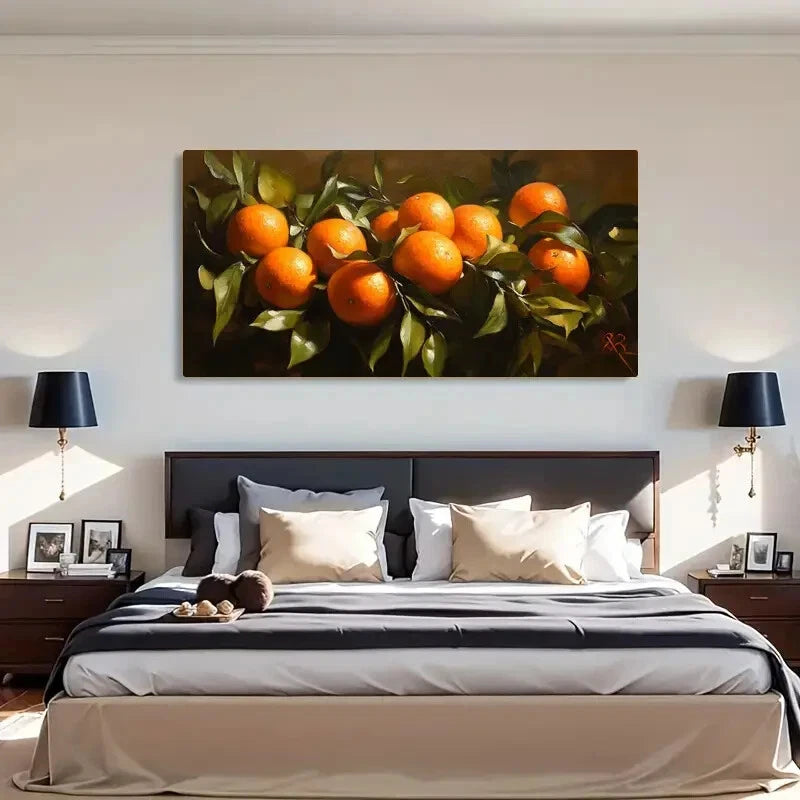 Vibrant Orange Leaves Décor Wall Art Canvas Office Home Room Framed 120x60cm - Bella Home Decor