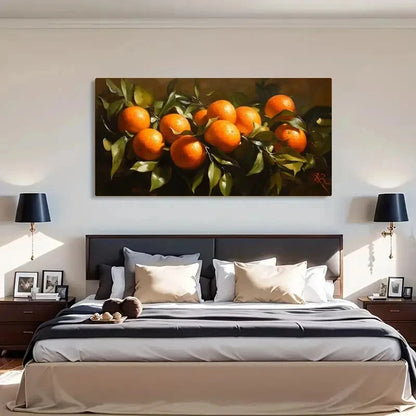 Vibrant Orange Leaves Décor Wall Art Canvas Office Home Room Framed 120x60cm - Bella Home Decor