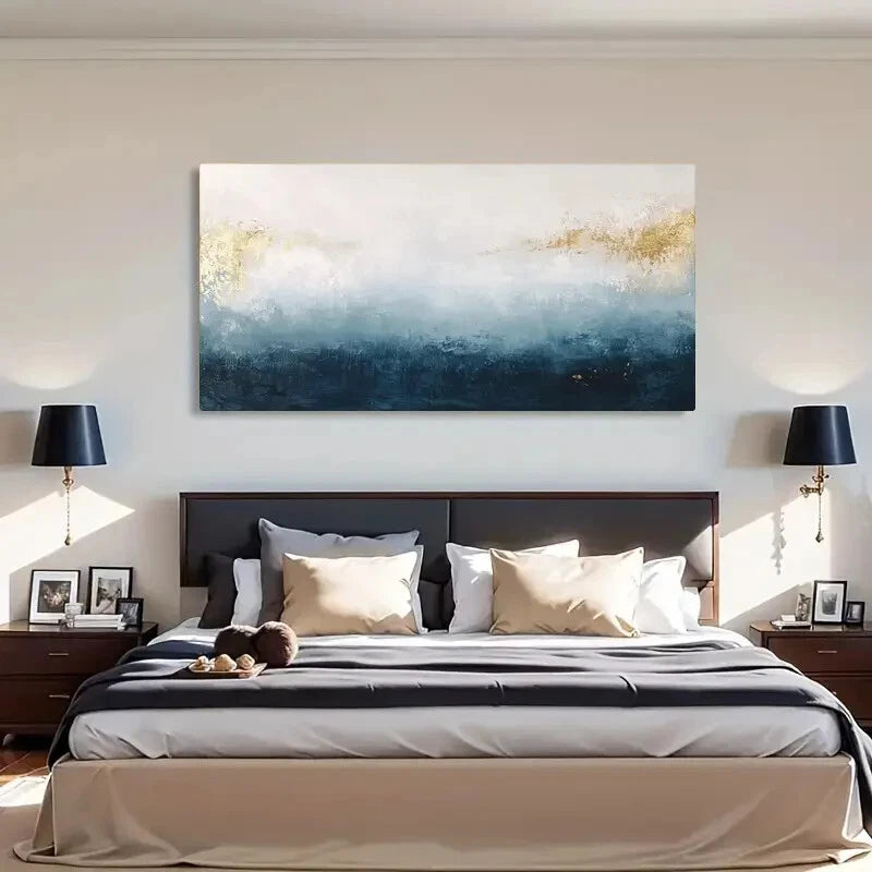 Golden Accents Blue & White Wall Art Canvas Office Home Room Framed 120x60cm - Bella Home Decor