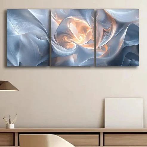 3pcs Abstract Light and White Charm Perfect Wall Art Set Canvas Unframed - High Quality Print 100% Australian Made Wall Canvas - Bella Home Decor