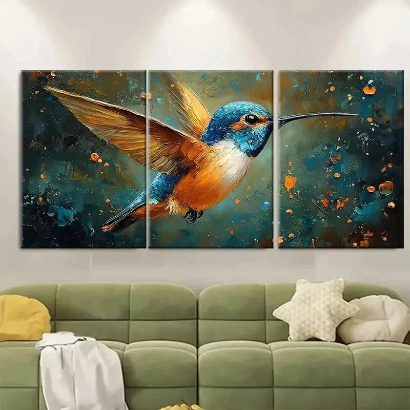3pcs Small Birds Impasto Original ET  Wall A Wall Art Set Canvas Framed 40x60cm - High Quality Print 100% Australian Made Wall Canvas Ready to Hang - Bella Home Decor