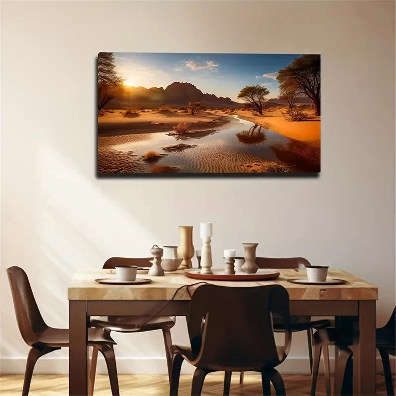 Water On The Desert Indoor Wall Art Canvas Office Home Room Framed 120x60cm