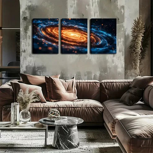 3pcs Home Of Mankind, Galaxy Wall Art Set Wall Art Canvas Unframed - High Quality Print 100% Australian Made Wall Canvas