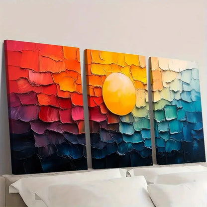 3pcs Vibrant Colorful  Living Room Decor A   Wall Art Set Canvas Framed 60x90cm - High Quality Print 100% Australian Made Wall Canvas Ready to Hang