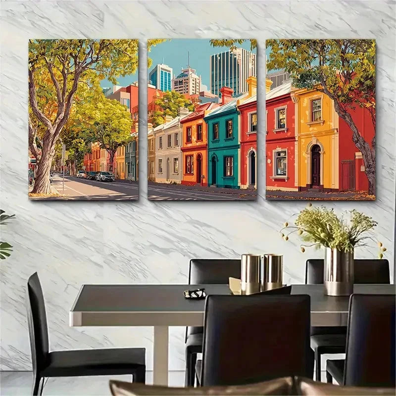 3pcs Perth Cityscape Travel Print Australia Wall Art Set Canvas Framed 40x60cm - High Quality Print 100% Australian Made Wall Canvas Ready to Hang