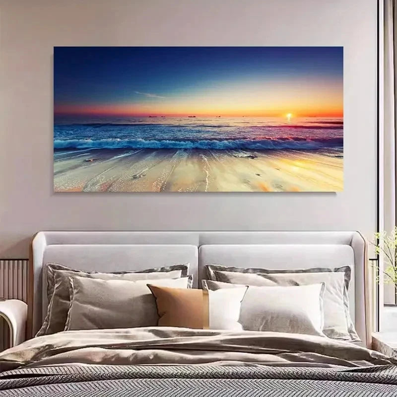 Sunsets Seascapes Sea Wave Wall Art Canvas Office Home Room Framed 120x60cm