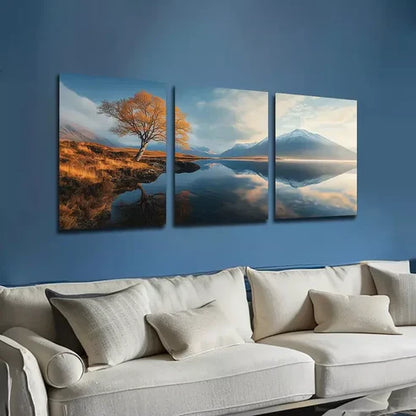 3pcs Featuring Mountains And Lakes Wall Art Set Wall Art Canvas Unframed - High Quality Print 100% Australian Made Wall Canvas