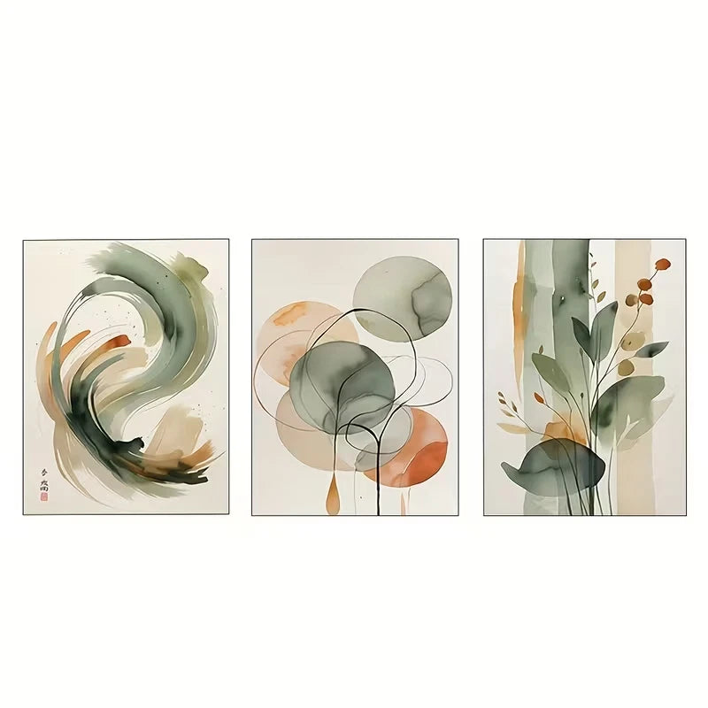 3pcs Abstract Watercolor Leaf in Beige Wall Art Set Canvas Framed 60x90cm - High Quality Print 100% Australian Made Wall Canvas Ready to Hang - Bella Home Decor
