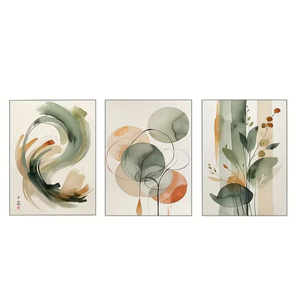 3pcs Abstract Watercolor Leaf in Beige Wall Art Set Canvas Framed 60x90cm - High Quality Print 100% Australian Made Wall Canvas Ready to Hang - Bella Home Decor