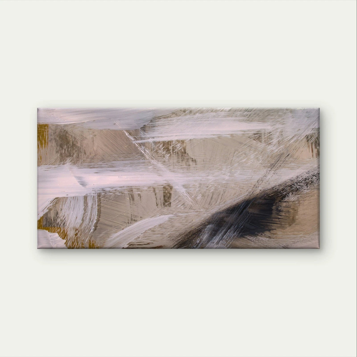 Modern Neutral Abstract Brushstroke Wall Art Canvas Office Home Framed 120x60cm