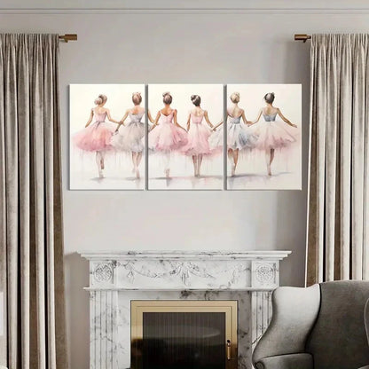 3pcs Ballet Dancers Watercolor Style Art Metal Print Ready to Hang Art - Bella Home Decor