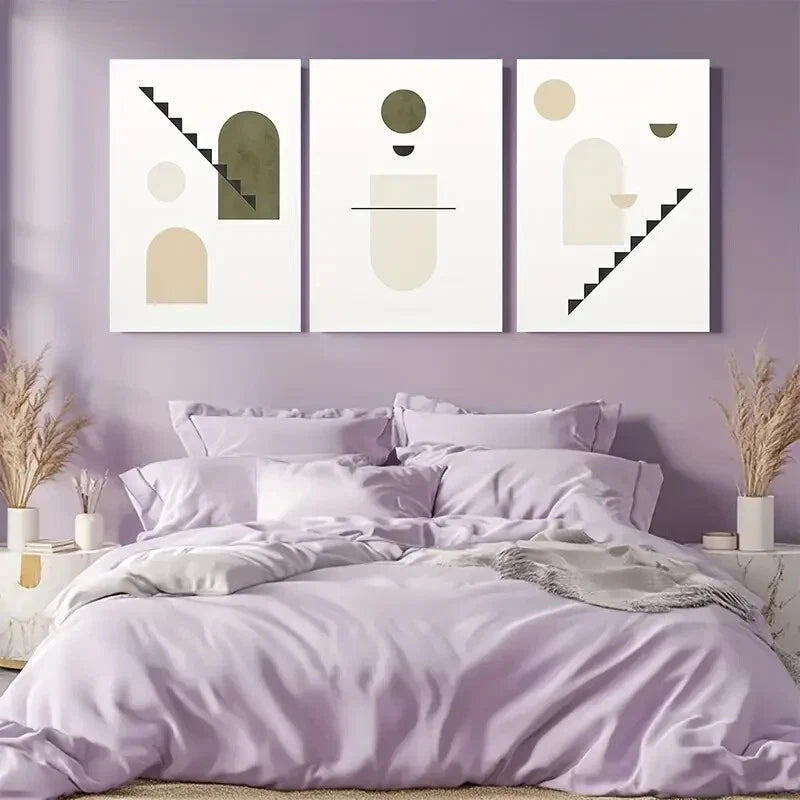 3pcs Minimalist Olive Green Prints Metal Print Ready to Hang Art - Bella Home Decor