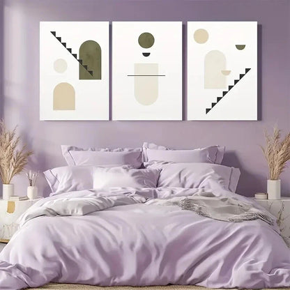 3pcs Minimalist Olive Green Prints Metal Print Ready to Hang Art - Bella Home Decor