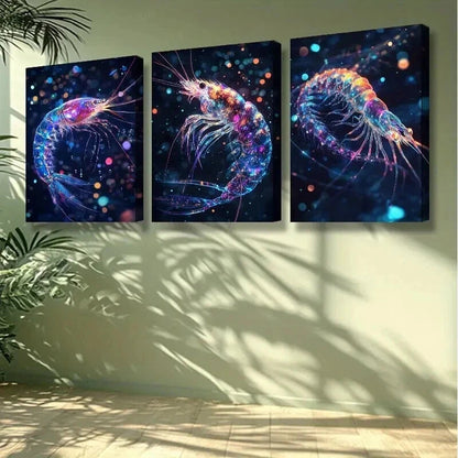 3pcs Shrimp, dream Wall Art Set Canvas Framed 50x70cm - High Quality Print 100% Australian Made Wall Canvas Ready to Hang