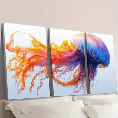 3pcs Jellyfish   Beach House JE  Wall Art Set Canvas Framed 60x90cm - High Quality Print 100% Australian Made Wall Canvas Ready to Hang