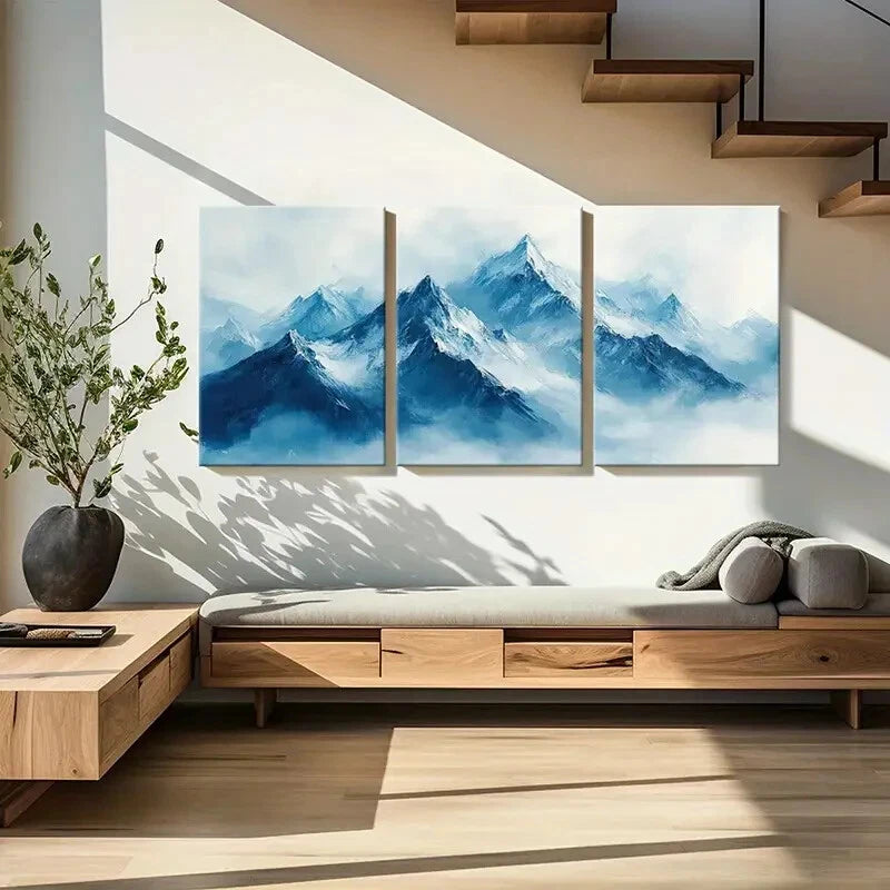 3pcs Set of Alpine Majesty Mountain Landscape Metal Print Ready to Hang Art - Bella Home Decor