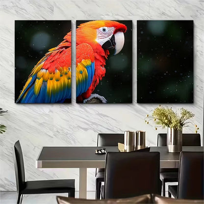 3pcs Vibrant Rainbow Feathers Metal Print Ready to Hang Art