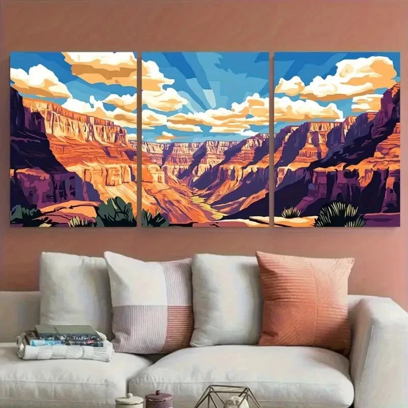 3pcs Grand Canyon National Park Sunlit Cliffs View Metal Print Ready to Hang Art - Bella Home Decor