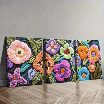 3pcs Abstract Flower Patterns Wall Art Set Wall Art Canvas Unframed – High Quality Print 100% Australian Made Wall Canvas - Bella Home Decor