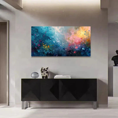 Vibrant Blue Pink & Multicolor Wall Art Canvas Office Home Room Framed 120x60cm