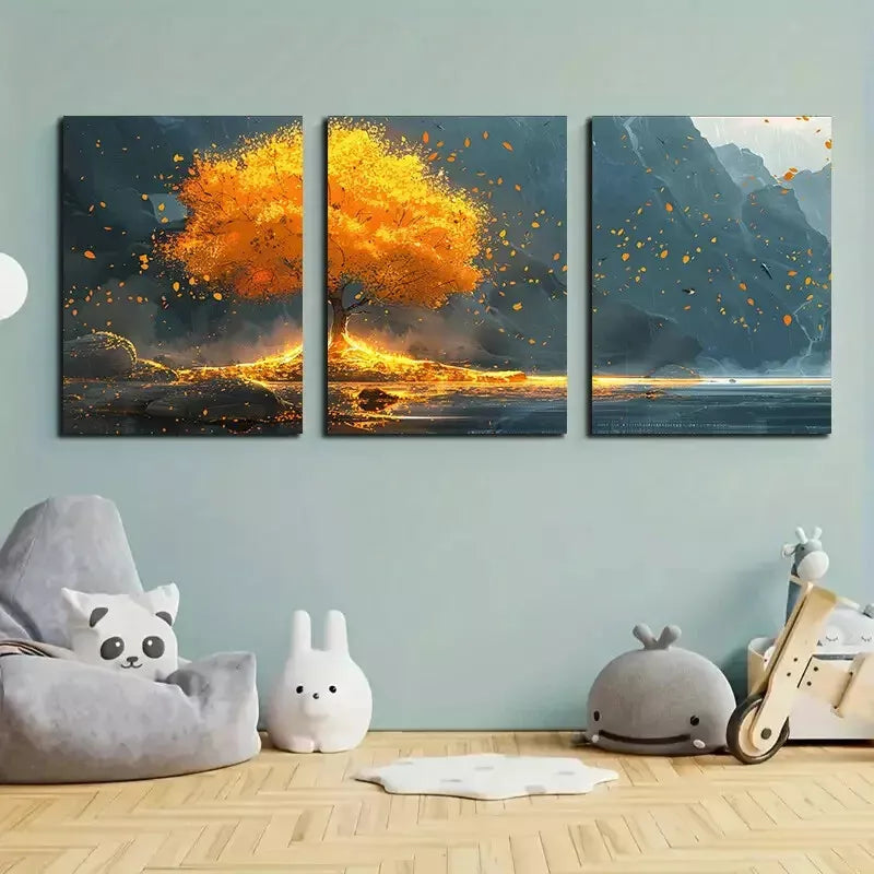 3pcs Beautiful Autumn & Mountain Canvas Framed 40x60cm - High Quality Print 100% Australian Made Wall Canvas Ready to Hang