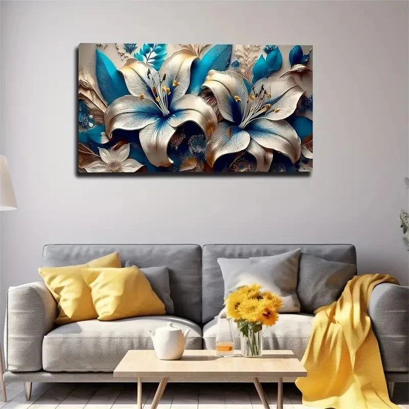 Lily Flower Decor Wall Art Canvas Office Home Room Framed 120x60cm