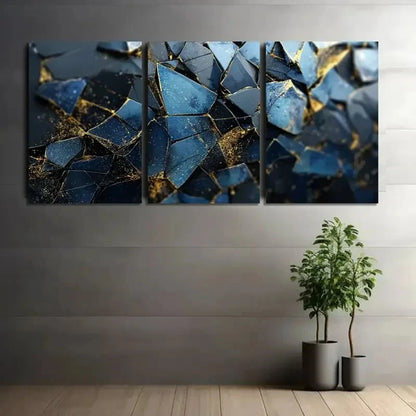 3pcs Geometric Abstract Digital Art Modern Art Metal Print Ready to Hang Art - Bella Home Decor