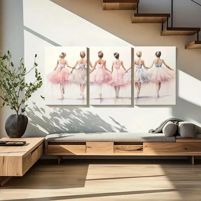3pcs Ballet Dancers Watercolor Style Art Metal Print Ready to Hang Art - Bella Home Decor