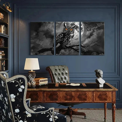 3pcs Owl Moon Night Sky Birds Animal Art Metal Print Ready to Hang Art - Bella Home Decor