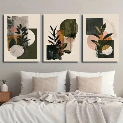 3pcs Geometric Decor with Earthy Tones Wall Art Set Canvas Framed 40x60cm - High Quality Print 100% Australian Made Wall Canvas Ready to Hang