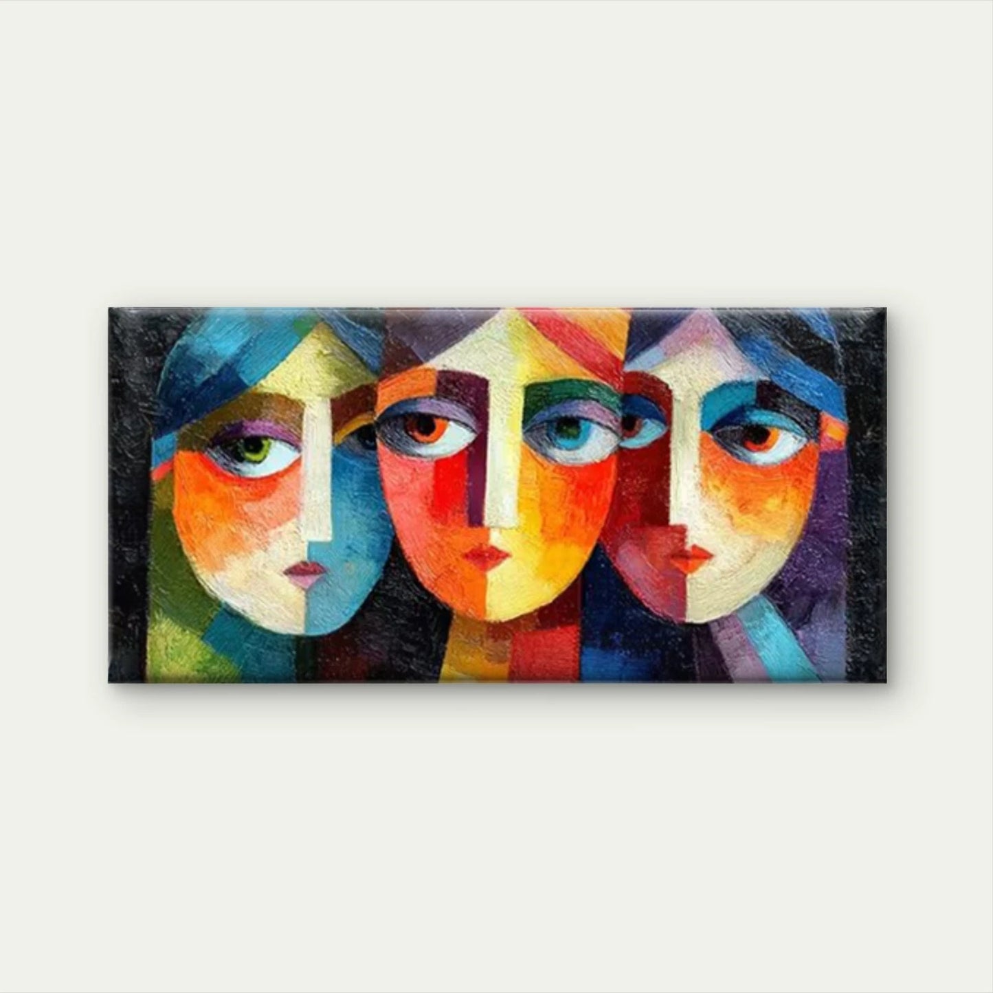 Abstract Face Art Print, Vibrant Colorful Unframed Canvas Painting for Living