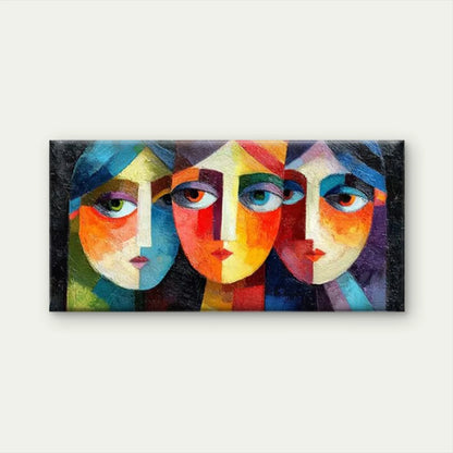 Abstract Face Art Print, Vibrant Colorful Unframed Canvas Painting for Living