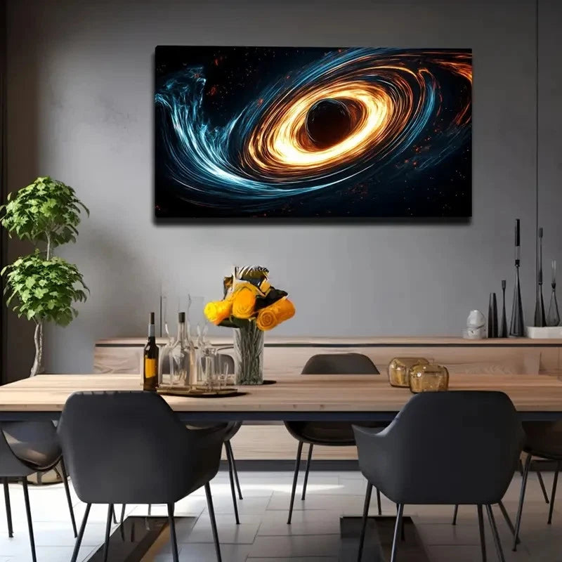 Abstract Black Sphere Modern Wall Art Canvas Office Home Room Framed 120x60cm