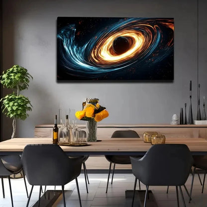 Abstract Black Sphere Modern Wall Art Canvas Office Home Room Framed 120x60cm