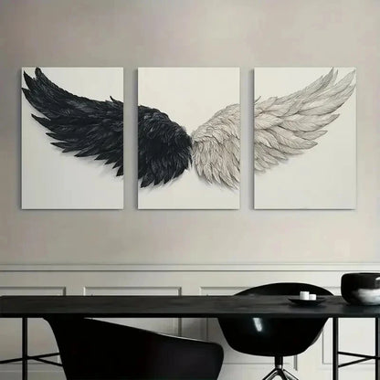 3pcs Rustic Black & White Feather Metal Print Ready to Hang Art - Bella Home Decor