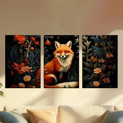 3pcs Fox in The Woods Wall Art Set Canvas Framed 40x60cm - High Quality Print 100% Australian Made Wall Canvas Ready to Hang - Bella Home Decor