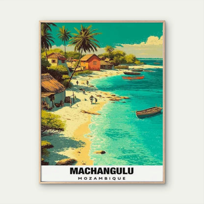Machangulu Mozambique Tropical Beach Turquoise Travel Poster Print Wall Art