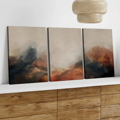3pcs Modern Abstract Black & Gold Gray Dark Blue Art Set Canvas Unframed - High Quality Print 100% Australian Made Wall Canvas