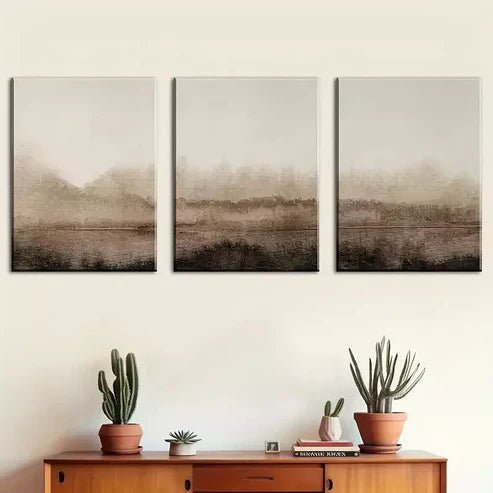 3pcs Retro Style Abstract Geometric Brownish Wall Art Set Wall Art Canvas Unframed - High Quality Print 100% Australian Made Wall Canvas