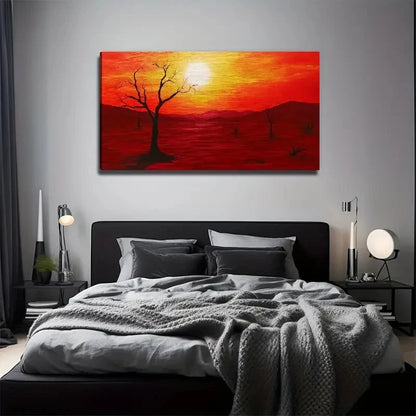 Sun Tree Without Leaves Wall Art Canvas Office Home Room Framed 120x60cm