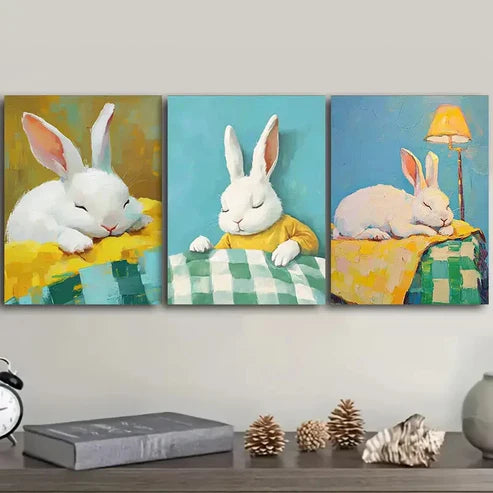 3pcs Rabbit Wall Art Set Canvas Unframed – High Quality Print 100% Australian Made Wall Canvas