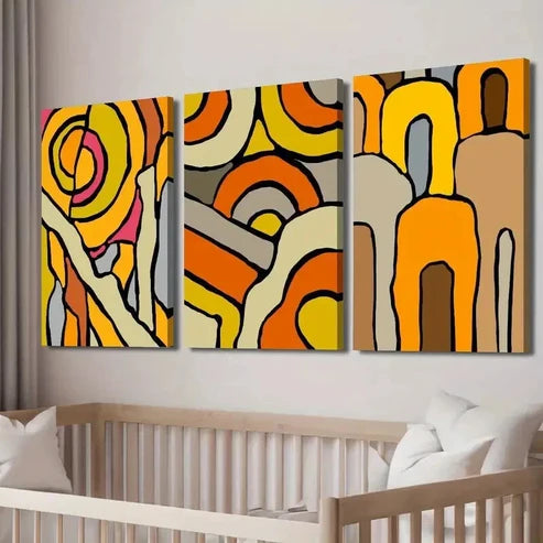 3pcs Stylish Abstract Geometric Decor Wall Art Set Canvas Unframed - High Quality Print 100% Australian Made Wall Canvas