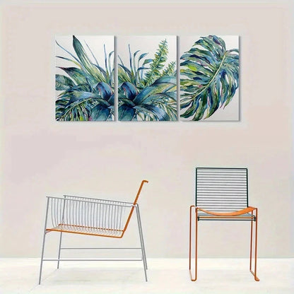 3pcs Modern Tropical Leaf Botanical Metal Print Ready to Hang Art - Bella Home Decor
