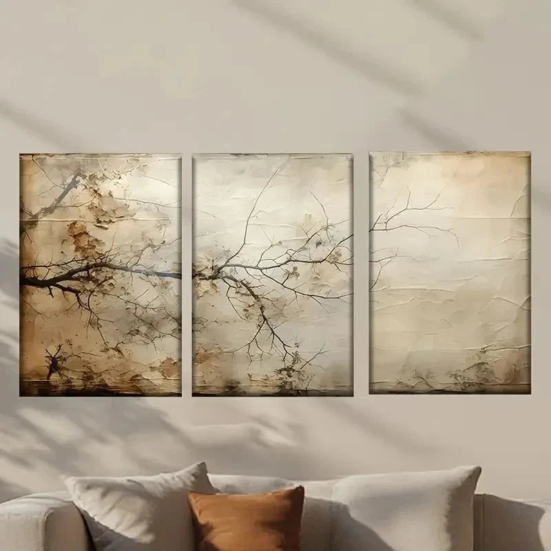3pcs Tree Branch with No Leaves painting Wall Art Set Canvas Framed 50x70cm - High Quality Print 100% Australian Made Wall Canvas Ready to Hang